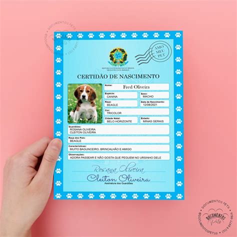 Certid O De Nascimento Pet Para Cachorros E Gatos A Elo