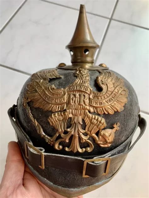 Casque Pointe Prusse Ww Guerre Alsace Helm Allemand