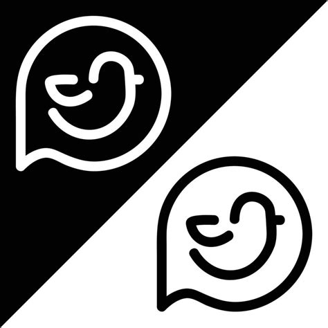 Twitter Old Icon Outline Style Isolated On Black And White Background