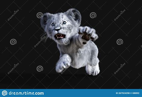 White Little Lion Cub Albino Stock Illustration - Illustration of cute ...