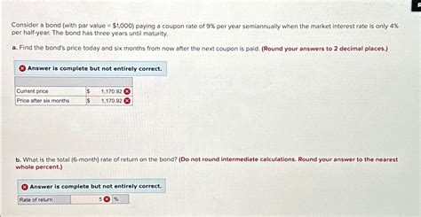 Solved Consider A Bond With Par Value 1000 ﻿paying A