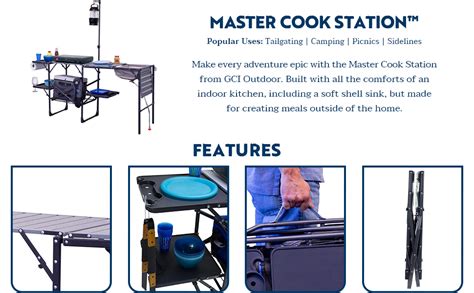 Gci Outdoor Master Cook Station Portable Folding Kitchen Table With