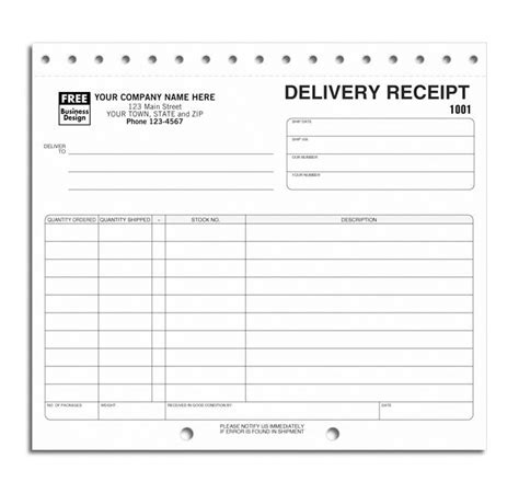 Delivery Receipts Sets Receipt Template Free Booklet Template