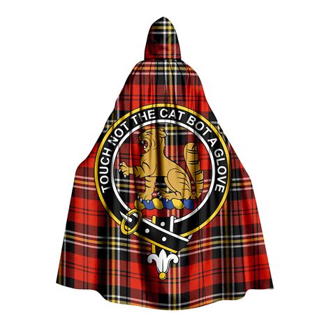 Macpherson Of Cluny Red Ancient Clan Badge Tartan Hooded Cloak