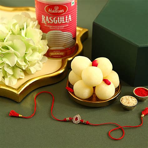 Buy Send Sneh Ad Drop Shaped Rakhi N Haldiram Rasgulla Online Fnp