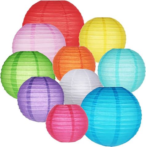 GoFriend 10 Packs Paper Lanterns Colorful Chinese Round Lantern Balloon