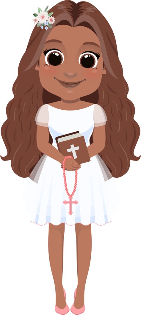 First Communion For Black Girls Or American African Girl Holding A