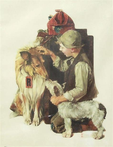 Norman Rockwell Boy With Two Dogs”