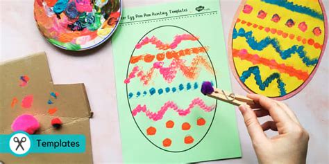 Easter Egg Pom Pom Painting | Easter Egg Activities - Twinkl