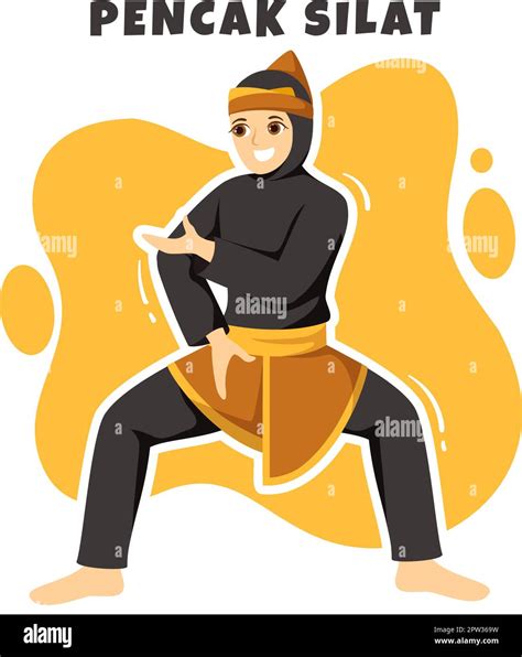 Pencak Silat Sport Illustration With People Pose Martial Artist From