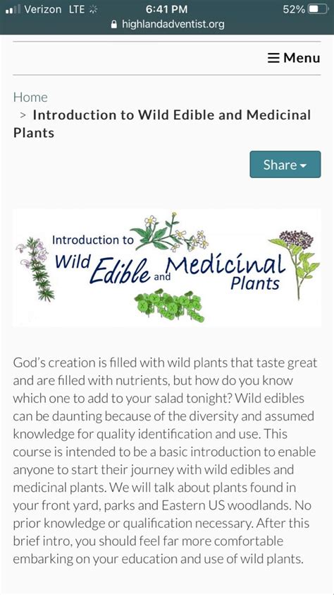 Introduction To Wild Edible And Medicinal Plants Class Casey Clark