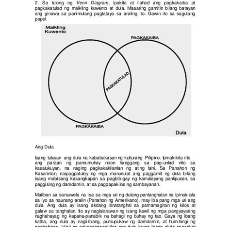 Venn Diagram Pagkakaiba At Pagkakatulad Ng Maikling Kwento At Nobela