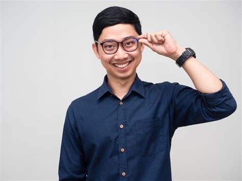 Premium Photo Young Businessman Wear Glasses Cheerful Smile Portrait