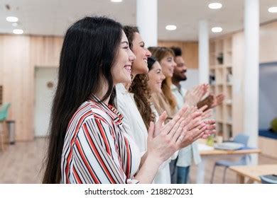 Business Team Clapping Hands After Presentation Stock Photo 2188270231