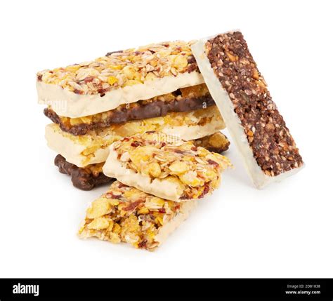 healthy cereal bars isolated on white with shadow Stock Photo - Alamy