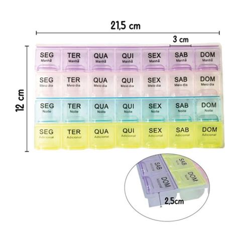 Porta Comprimidos Semanal Caixa Rem Dio Vitamina Organizador Separador