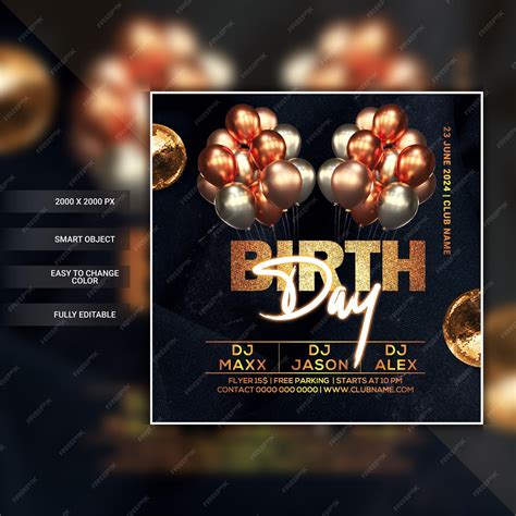 premium psd birthday party flyer template