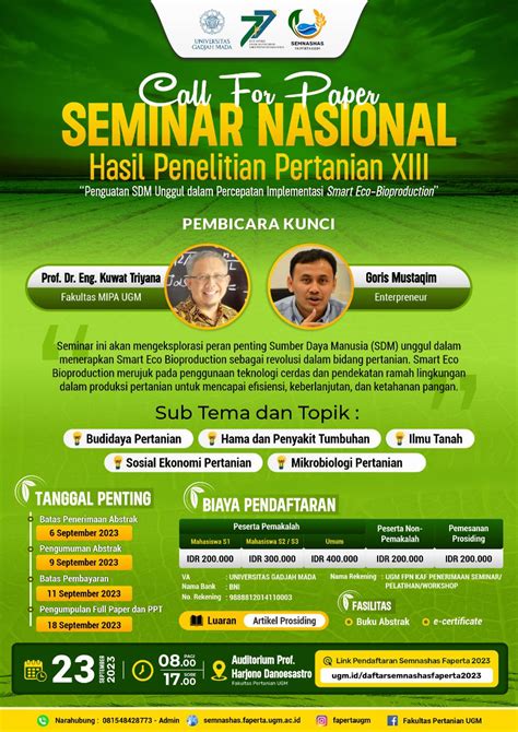 Seminar Nasional Hasil Penelitian Pertanian Xiii Tahun Fakultas