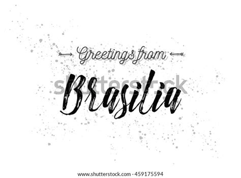 Greetings Brasilia Brazil Greeting Card Typography Stock Vector