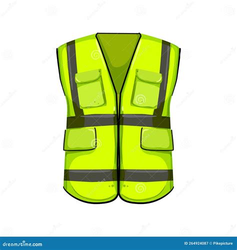 Jacket Safe Vest Cartoon Vector Illustration Stock Vector