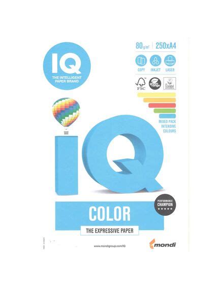 Hartie Colorata A4 80 G Mp 250 Coli Top 5 Culori Intense IQ Color