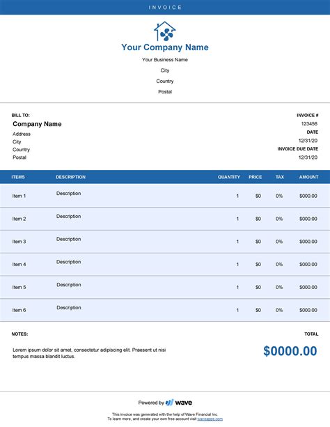 Hvac Invoice Template Wave Financial