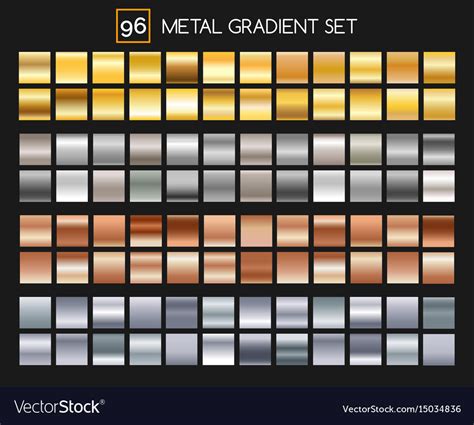 Metal gradient collection Royalty Free Vector Image