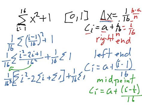 Summation For Left Right And Midpoint Rules Math Calculus