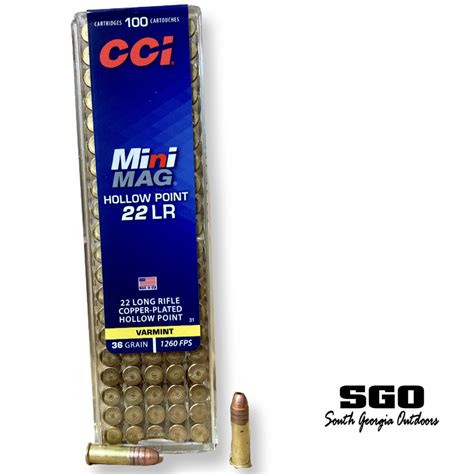 Cci 22lr Mini Mag Varmint 36 Gr Hp 1260 Fps 100 Round Box