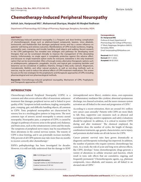 Pdf Chemotherapy Induced Peripheral Neuropathy