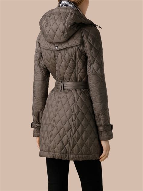 Diamond Quilted Coat In Mink Grey Women Burberry United States