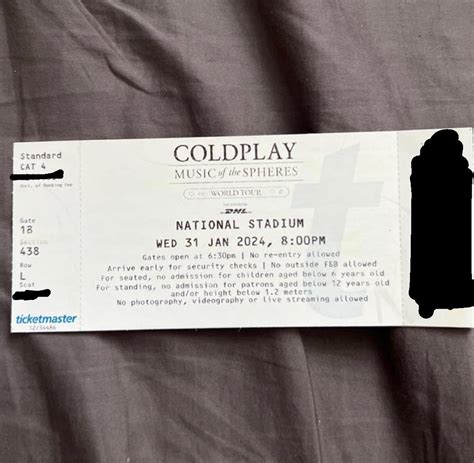 31 Jan CAT 4 Coldplay Ticket Tickets Vouchers Event Tickets On