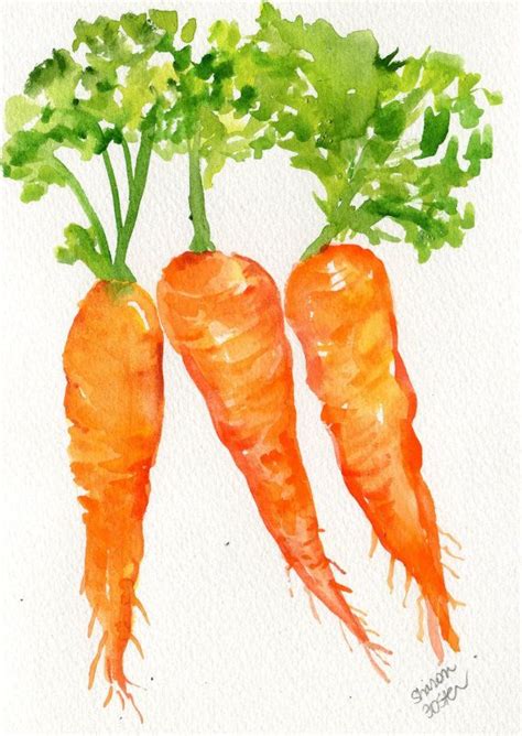 Carrots Watercolor Painting Original 5 X 7, Mix and Match Fruits, Vegetables - Etsy | Vegetable ...