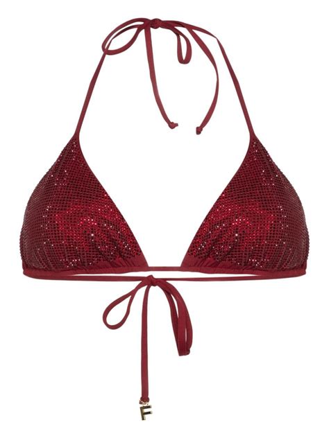 Fisico Crystal Embellished Bikini Top In Red Lyst