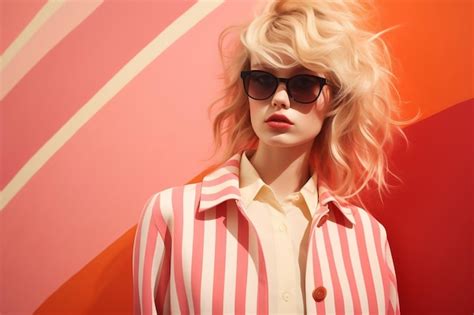 Premium AI Image Beautiful Blonde Girl Shades And Sunglasses Generative AI