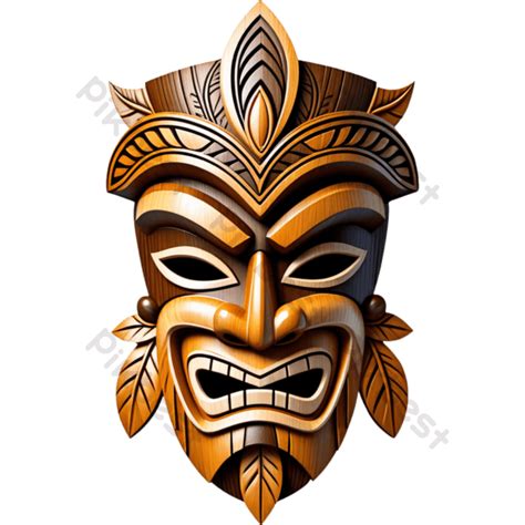 Tribal Hawaiian Tiki Mask Carved Wooden Statue PNG Images | PNG Free Download - Pikbest