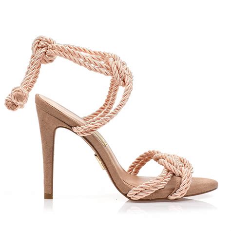 Sand Lia Salto Alto Cord O Nude Uza Shoes Sapatos Femininos