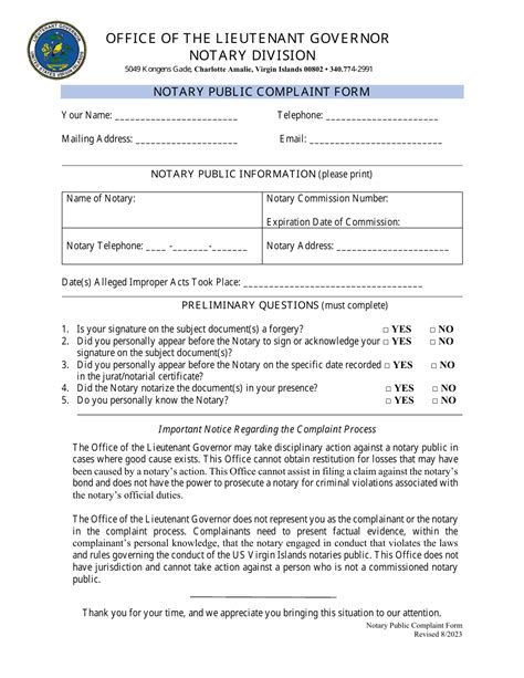 Virgin Islands Notary Public Complaint Form Fill Out Sign Online And