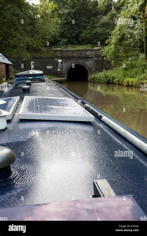 Canal boat approaching Blisworth Tunnel on the Grand Union Canal Stock Photo - Alamy