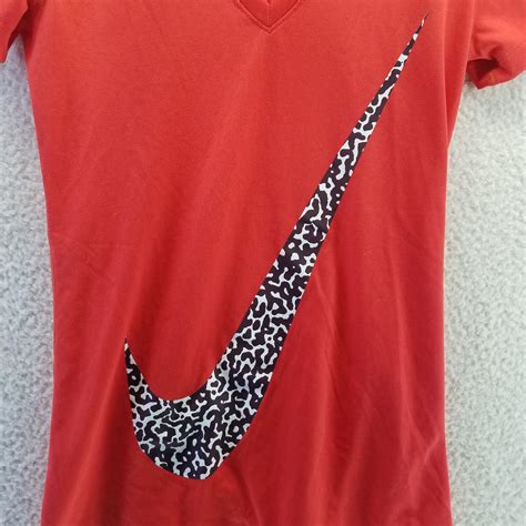 Nike Dri Fit Swoosh Logo Red Shirt Womens Size Xs Pul Gem