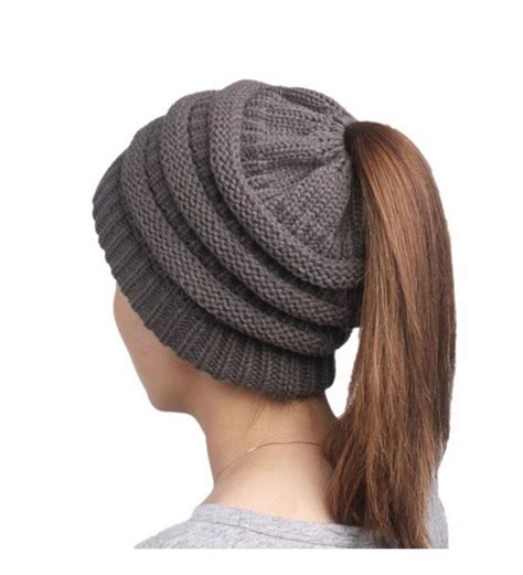 Tootu Winter Warm Soft Stretch Cable Knit Messy High Bun Ponytail