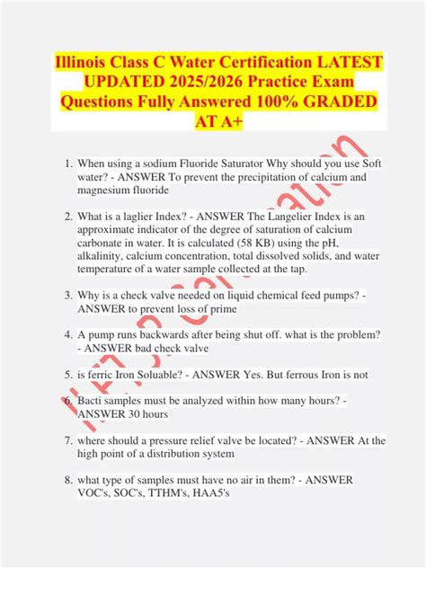 Illinois Class C Water License Practice Test