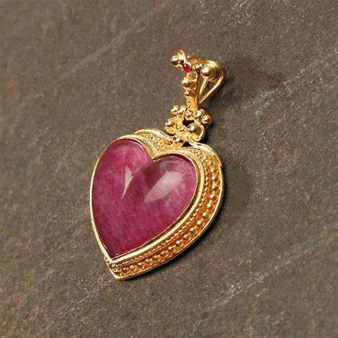 Ruby Heart Greek 18k Gold Pendant Medium Athenas Treasures