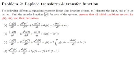 Solved Problem Laplace Transform Transfer Function The Chegg