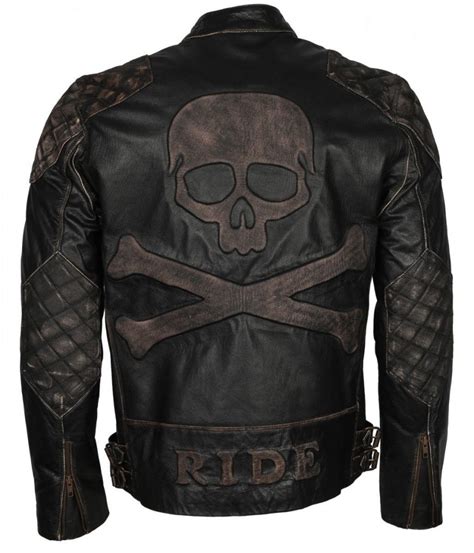 Skull Leather Jacket Skull Embossed Biker Motorcycle Jacket