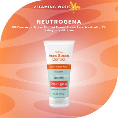 Neutrogena Oil Free Acne Stress Control Power Cream Face Wash With 2