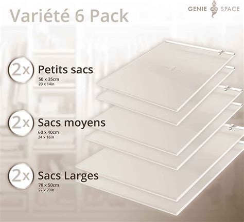 Genie Space Sacs Sous Vide Enroulables Pack 6 2L 2M 2S Housse