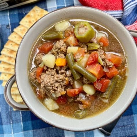 Easy Crock Pot Hamburger And Vegetable Soup Back To My Southern Roots