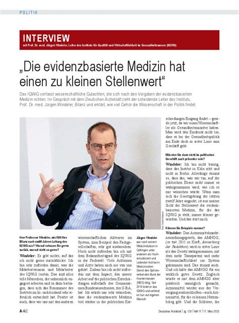 Interview Mit Prof Dr Med J Rgen Windeler Leiter Des Instituts F R