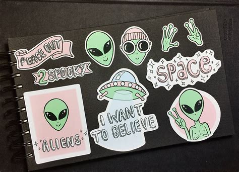 Pastel Aliens Alien Vinyl Stickers Waterproof Pack Of 10 Etsy